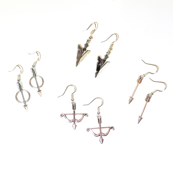 925 Sterling Silver Earrings | Silver Crossbow - Picture 2 of 5